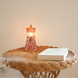 Pink chiseled glass table lamp