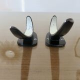 Pair of streamline coat hooks, chistera, 1970