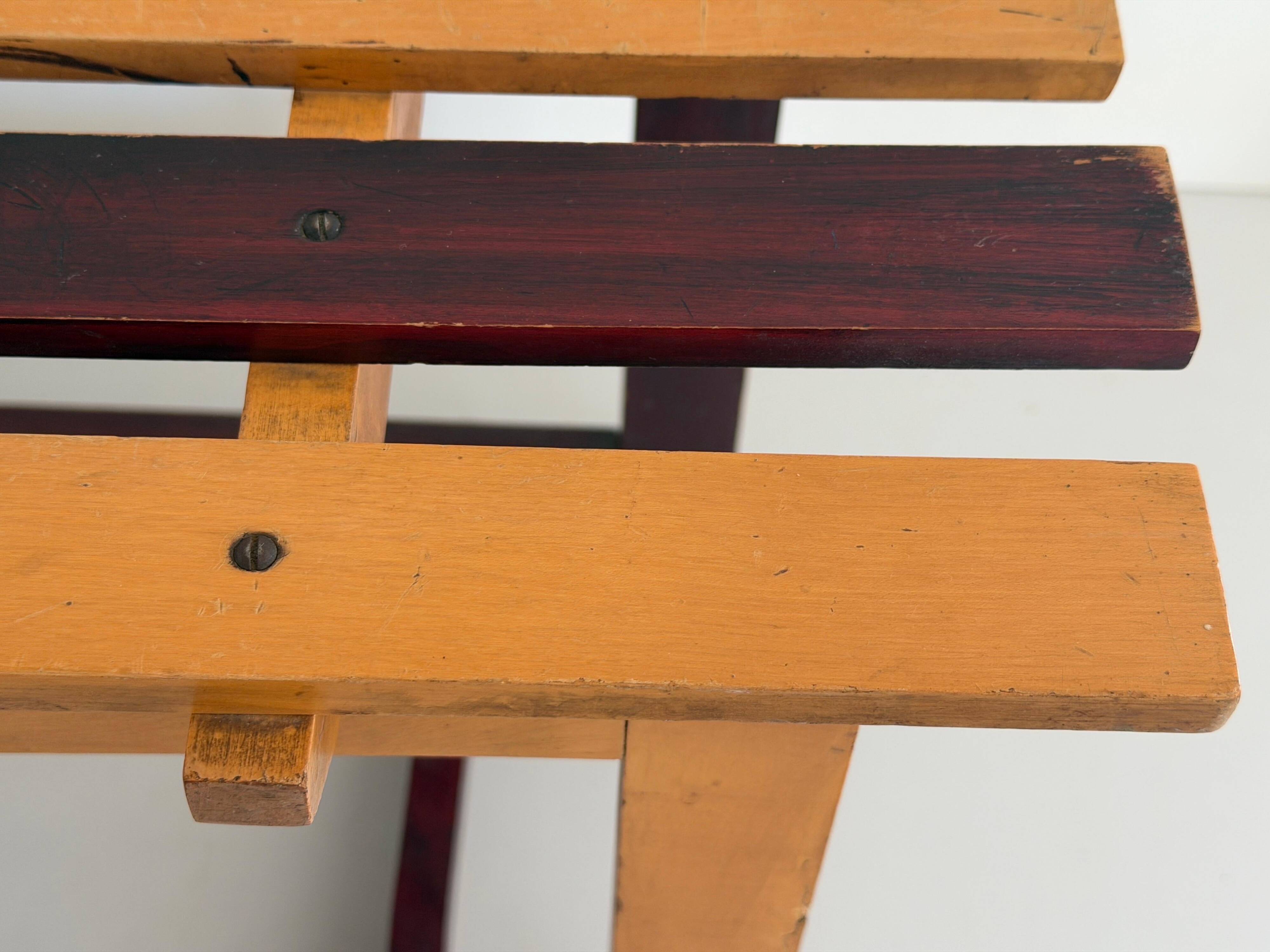 Mid-century Italian solid wood two-tone bench, 1950s, Italy