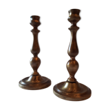 Lot of 2 old bronze candlesticks