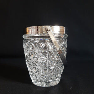 Seau à glaçons vintage en verre de Murano art vert et blanc tourbillonnant - France