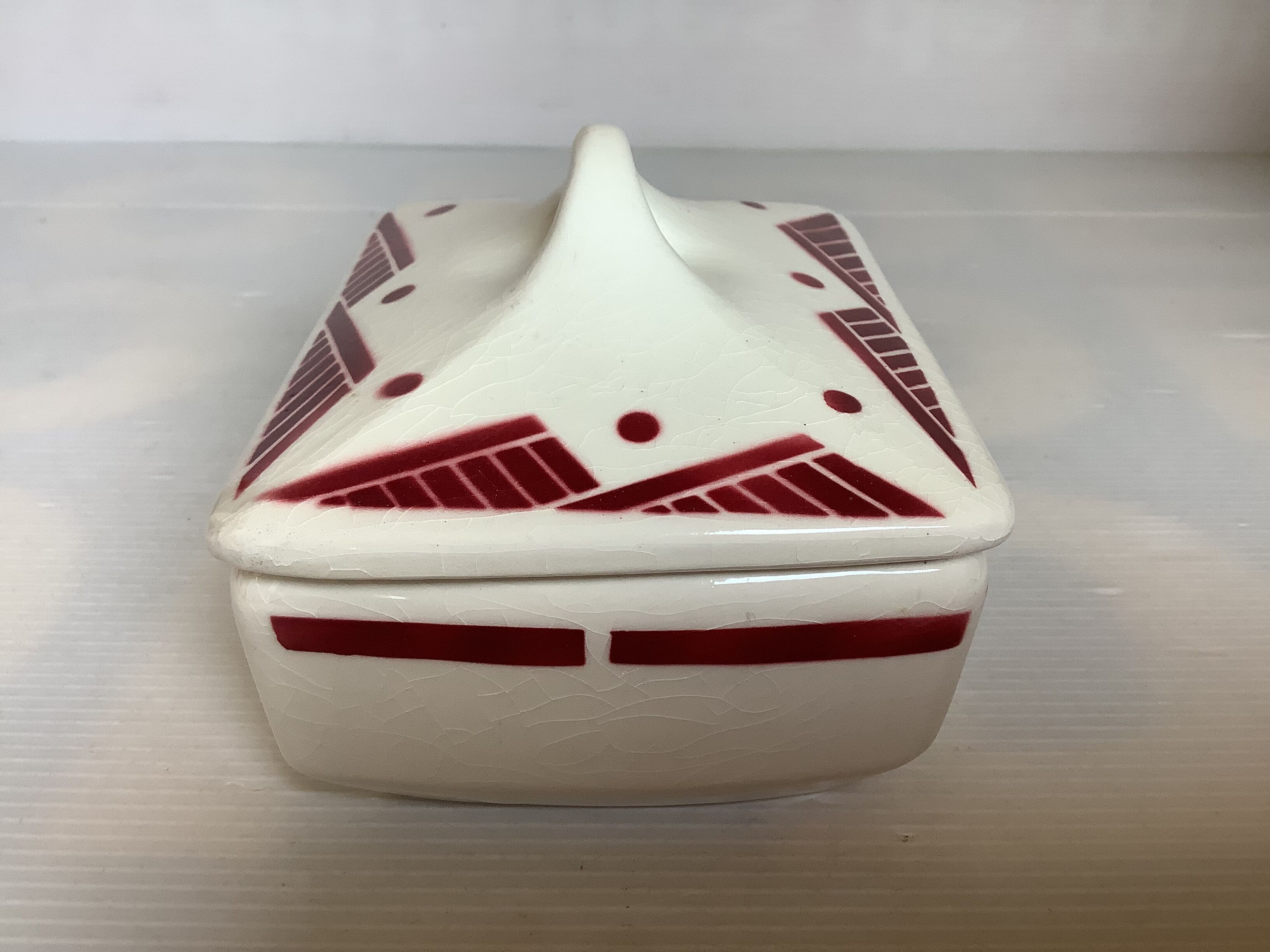 Burgundy geometric patterned catchall tray