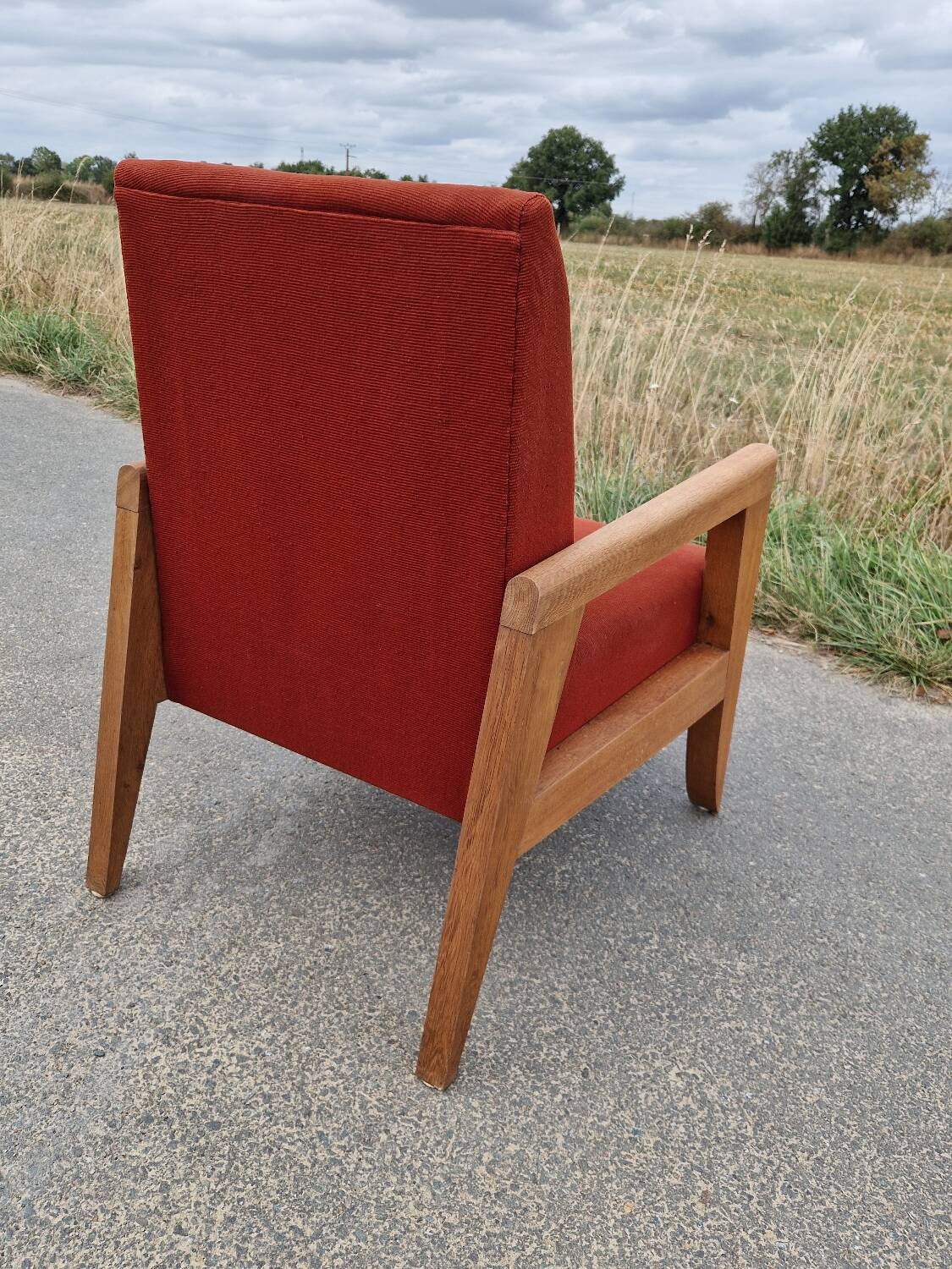 Antique solid oak armchair