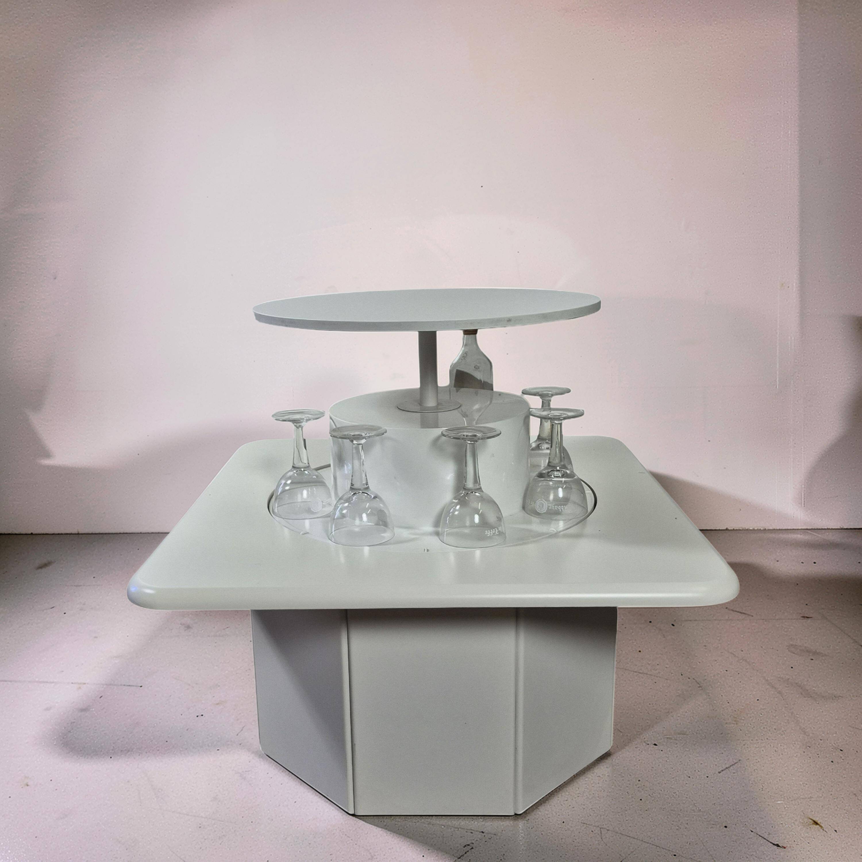 Post modern coffee table with a hidden rotating bar, Germany 1980s