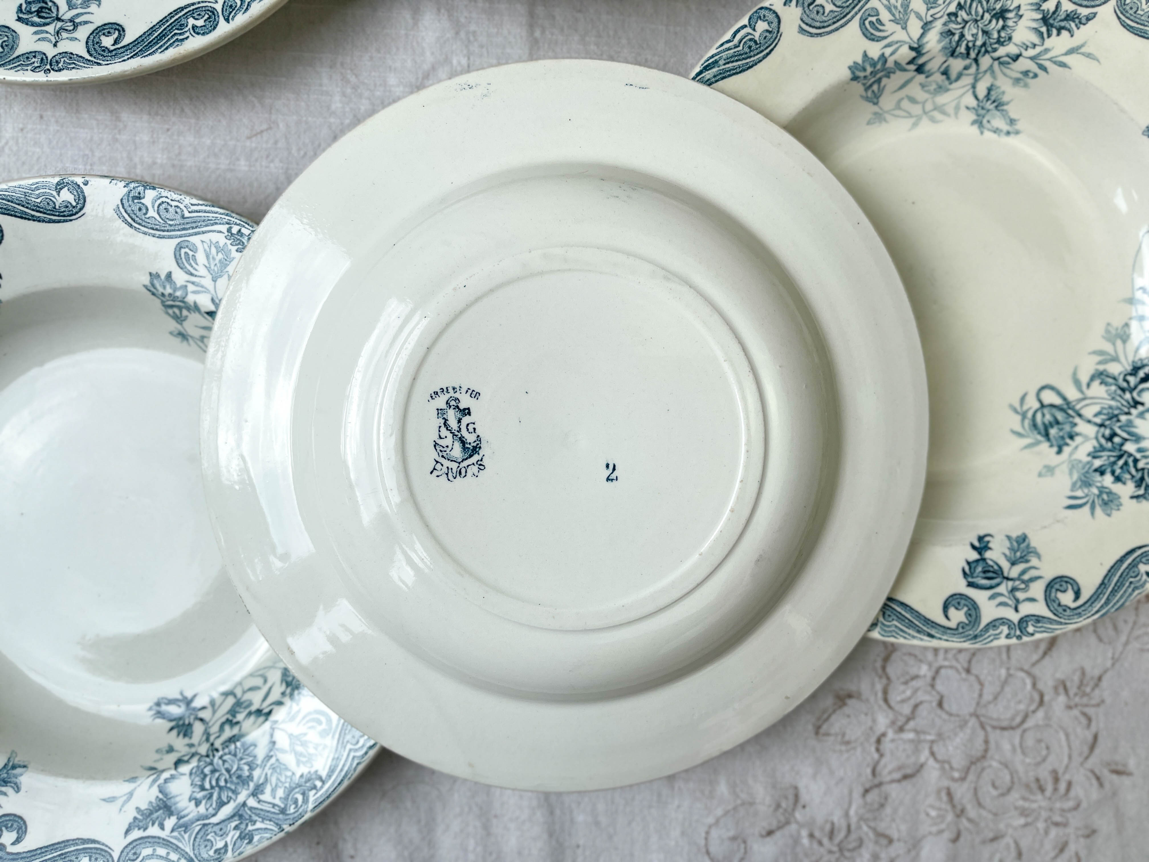 6 assiettes creuses vintage terre de fer clairefontaine modèle "pavot"