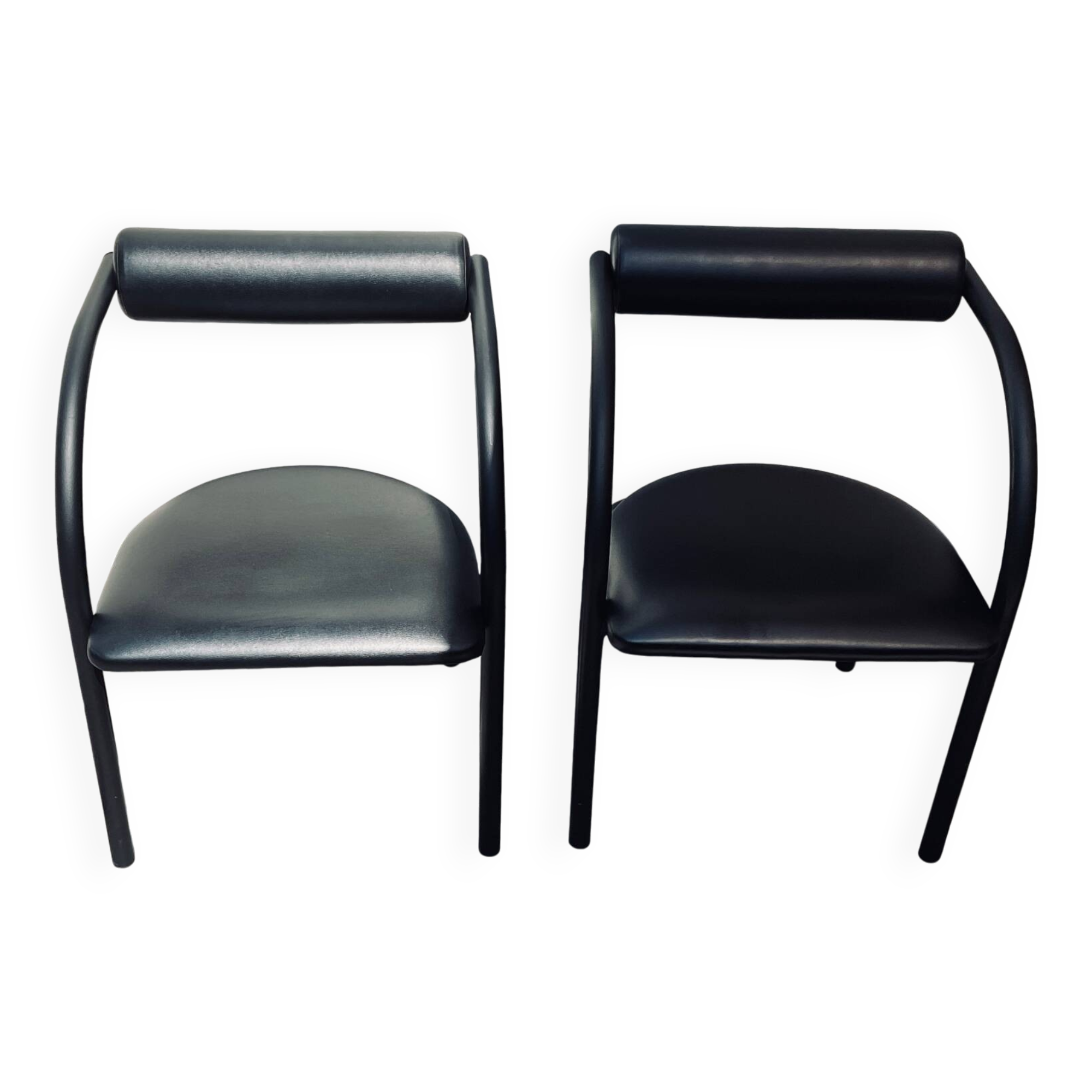 Danish design armchair from the 80s, metal and imitation leather