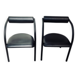 Danish design armchair from the 80s, metal and imitation leather