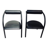 Fauteuil design danois des années 80 métal et skai