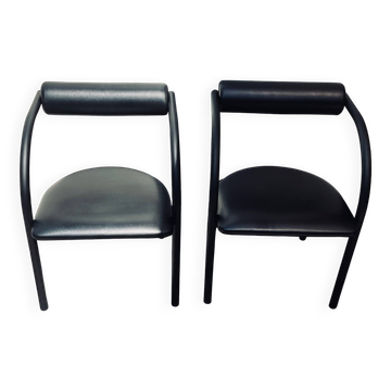 Danish design armchair from the 80s, metal and imitation leather