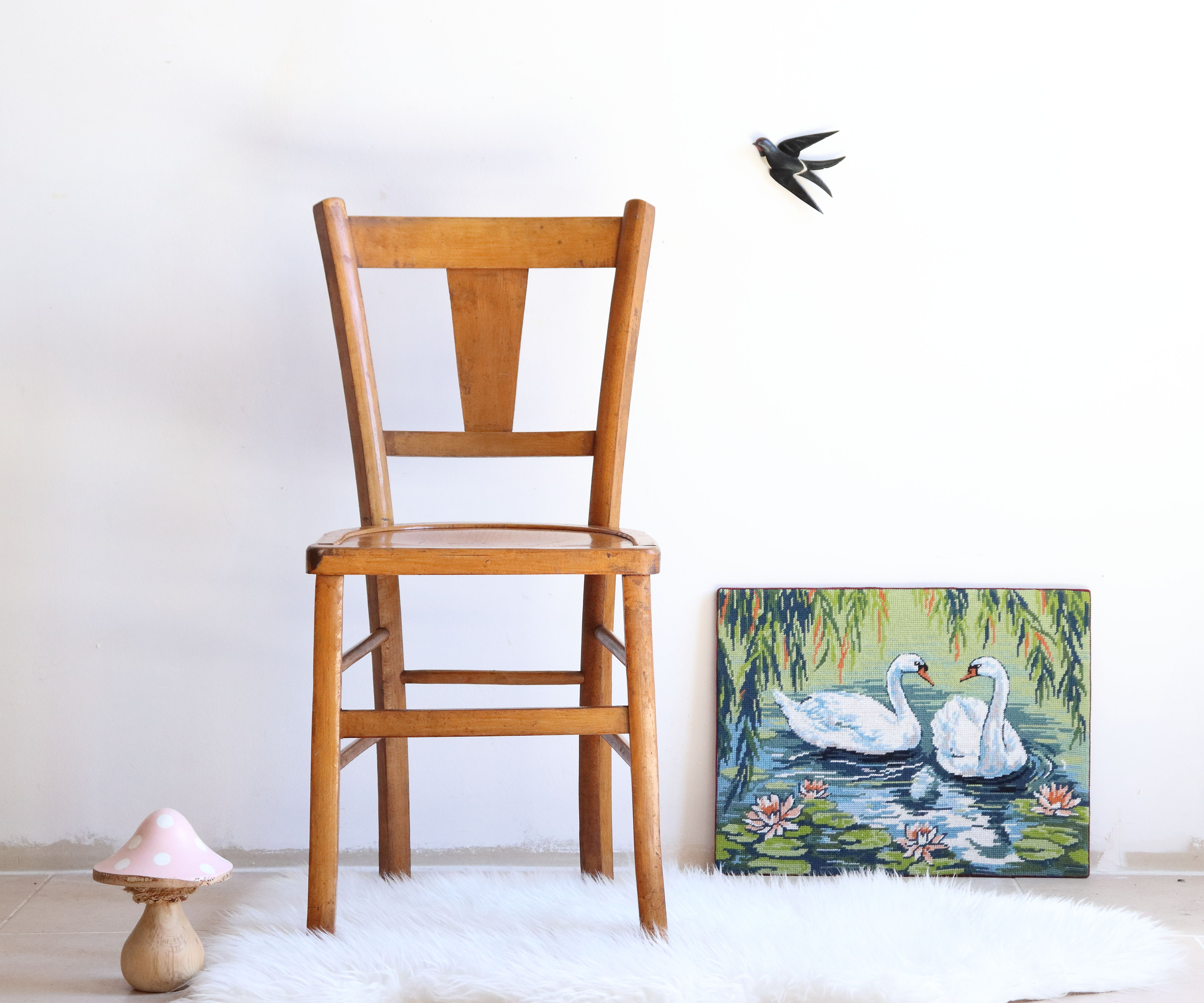 Bistro chair of the 50s in patinated wood