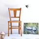 Chaise bistrot des années 50 en bois patiné