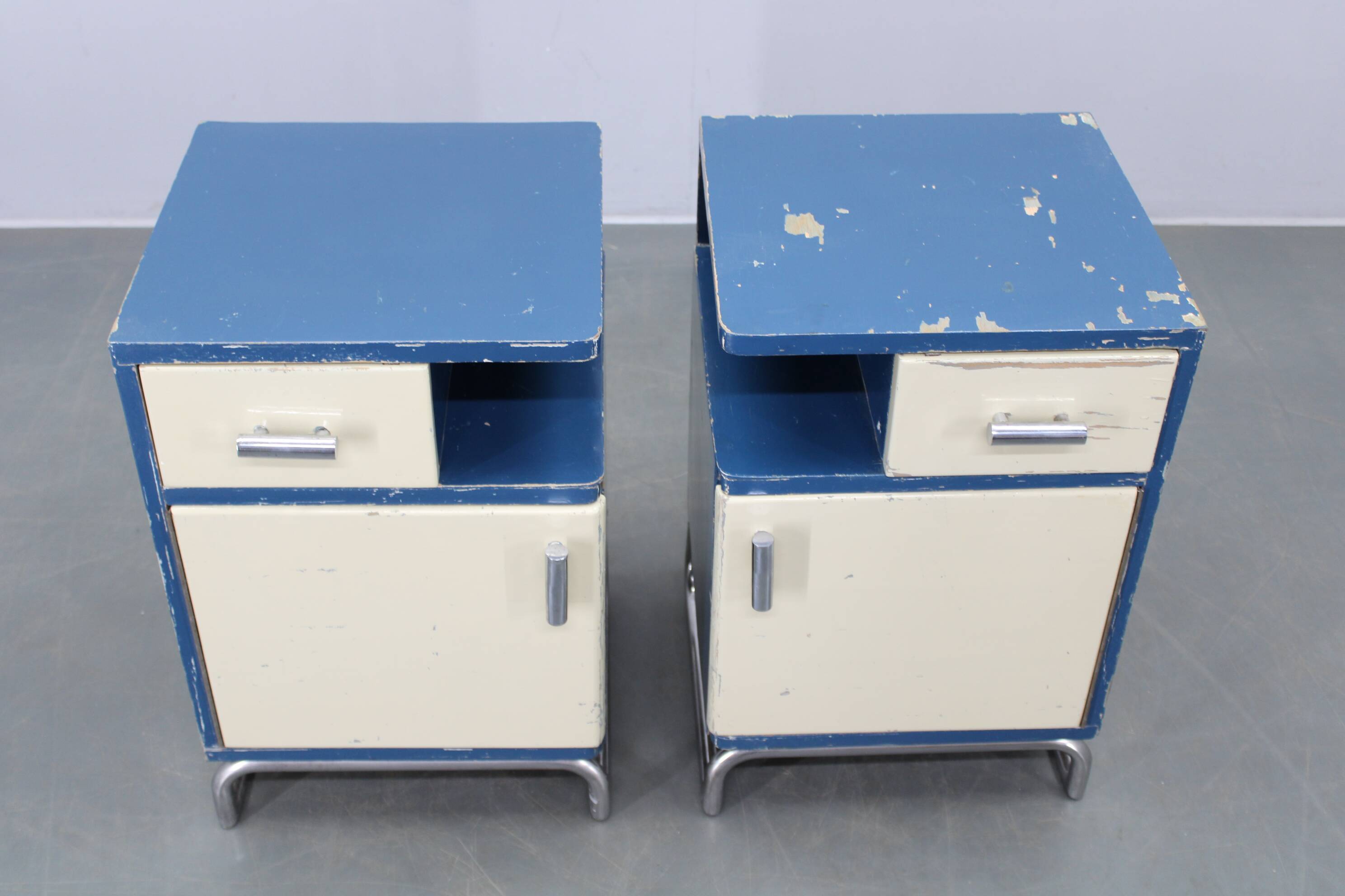 Pair of Bauhaus nightstands, Czechoslovakia, 1930s