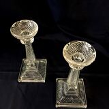 Pair of molded glass candle holders