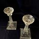 Pair of molded glass candle holders