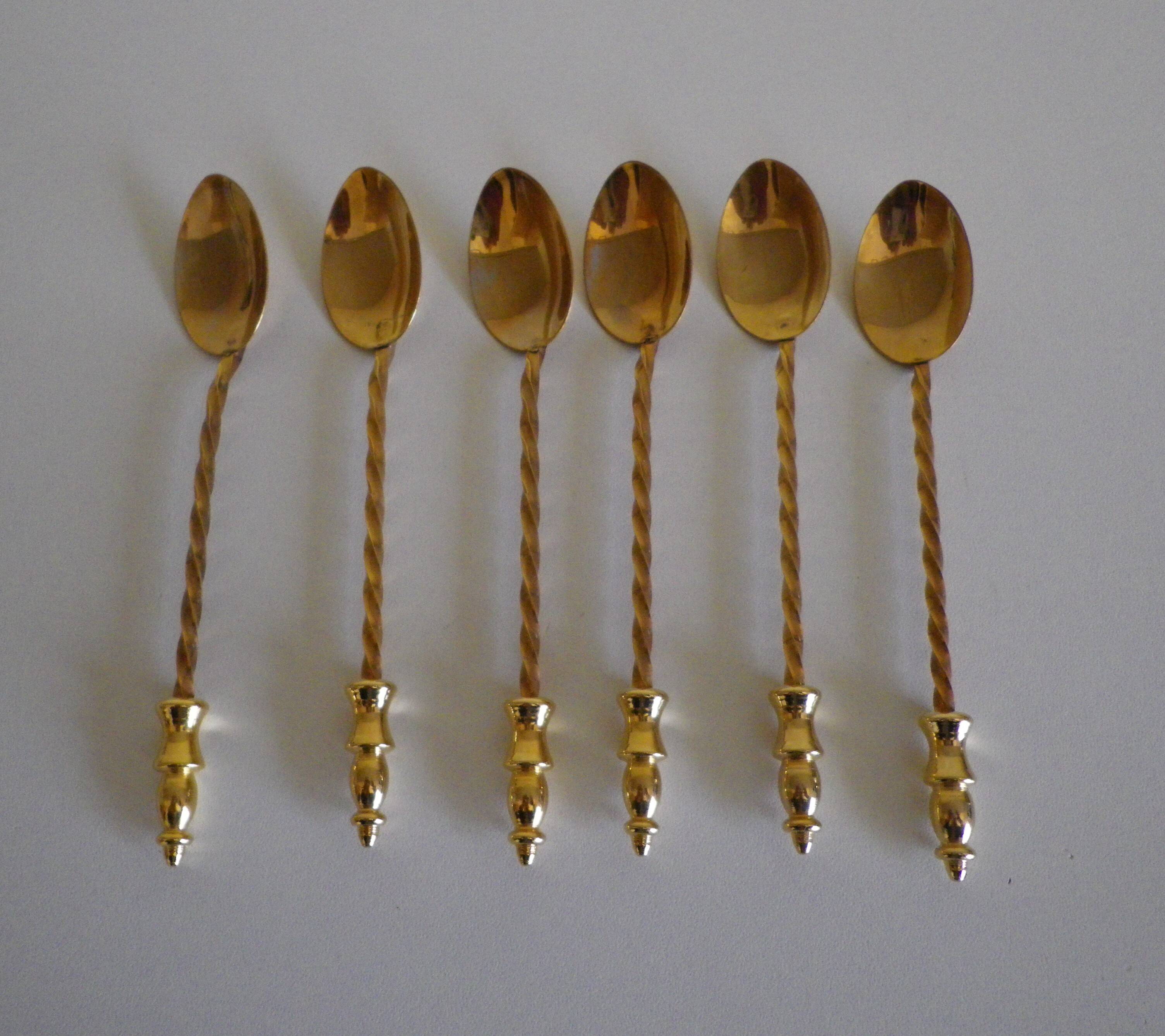 6 cuillères à café , EMF or fin garanti, boite d'origine -1950-