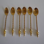 6 teaspoons, guaranteed fine gold EMF, original box -1950-