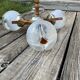 Exceptional Space Age / Mid-Century suspension chandelier, 3 concave globes.