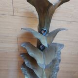 Wall lamp design in gilded metal, leaf décor