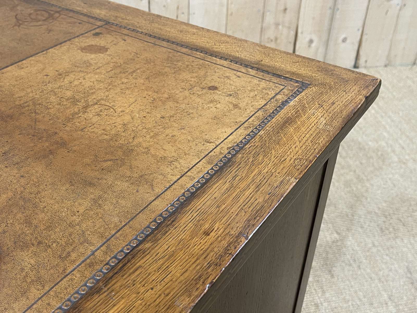 1930s English flat desk in oak