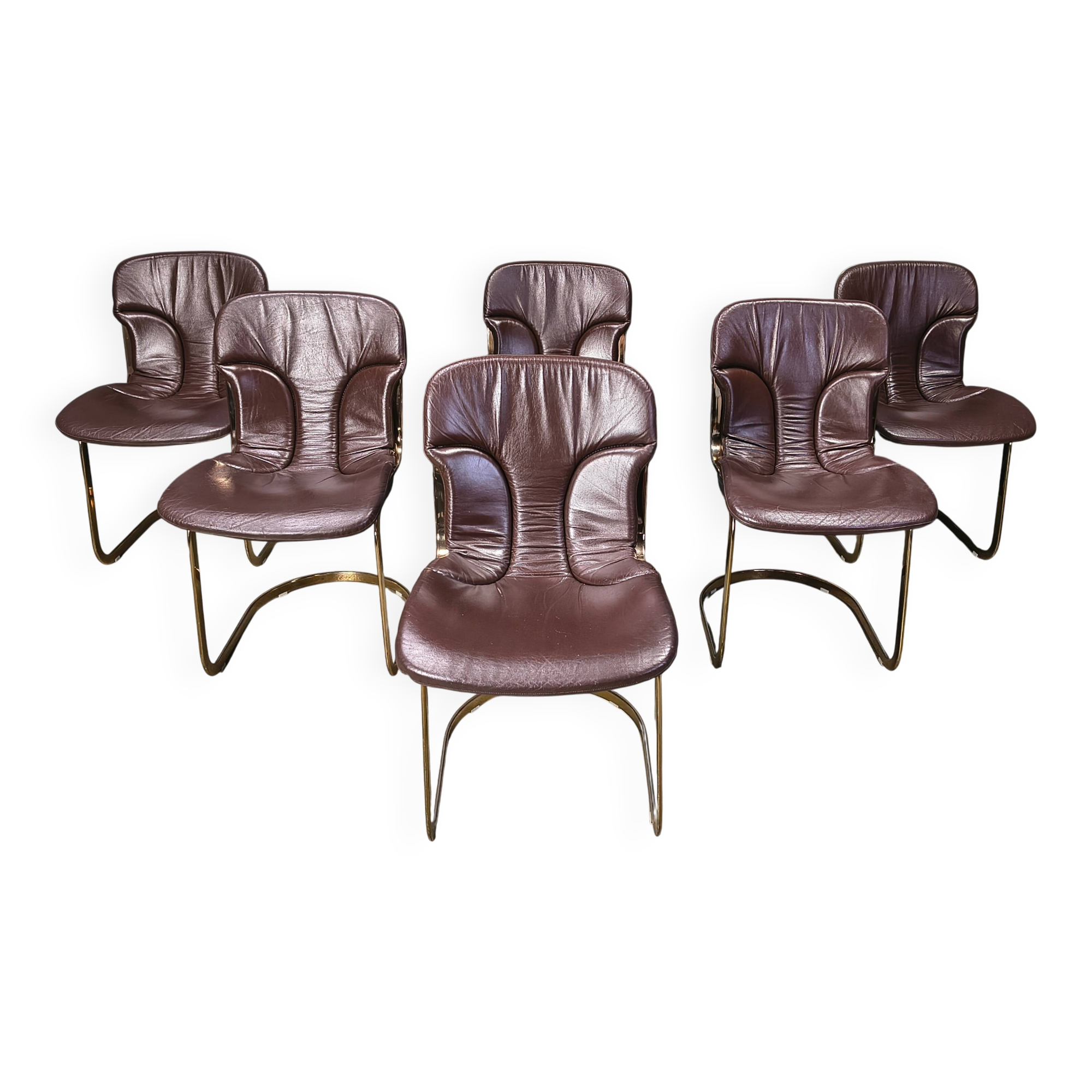 Chaises de salle à manger vintage par Cidue, ensemble de 6, années 1970.