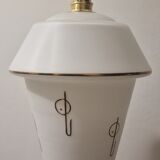White opaline pendant lamp with gold décor