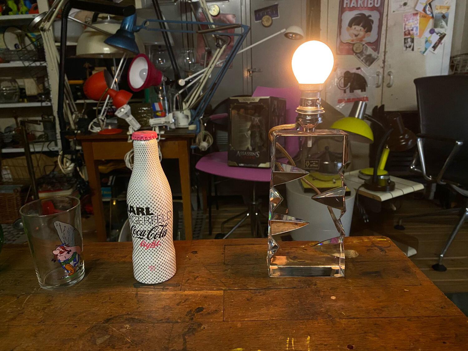 Vintage Sèvres crystal lamp base, Bauhaus/Art Deco design