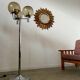 Old golden wooden sun mirror large size vintage 50s design
