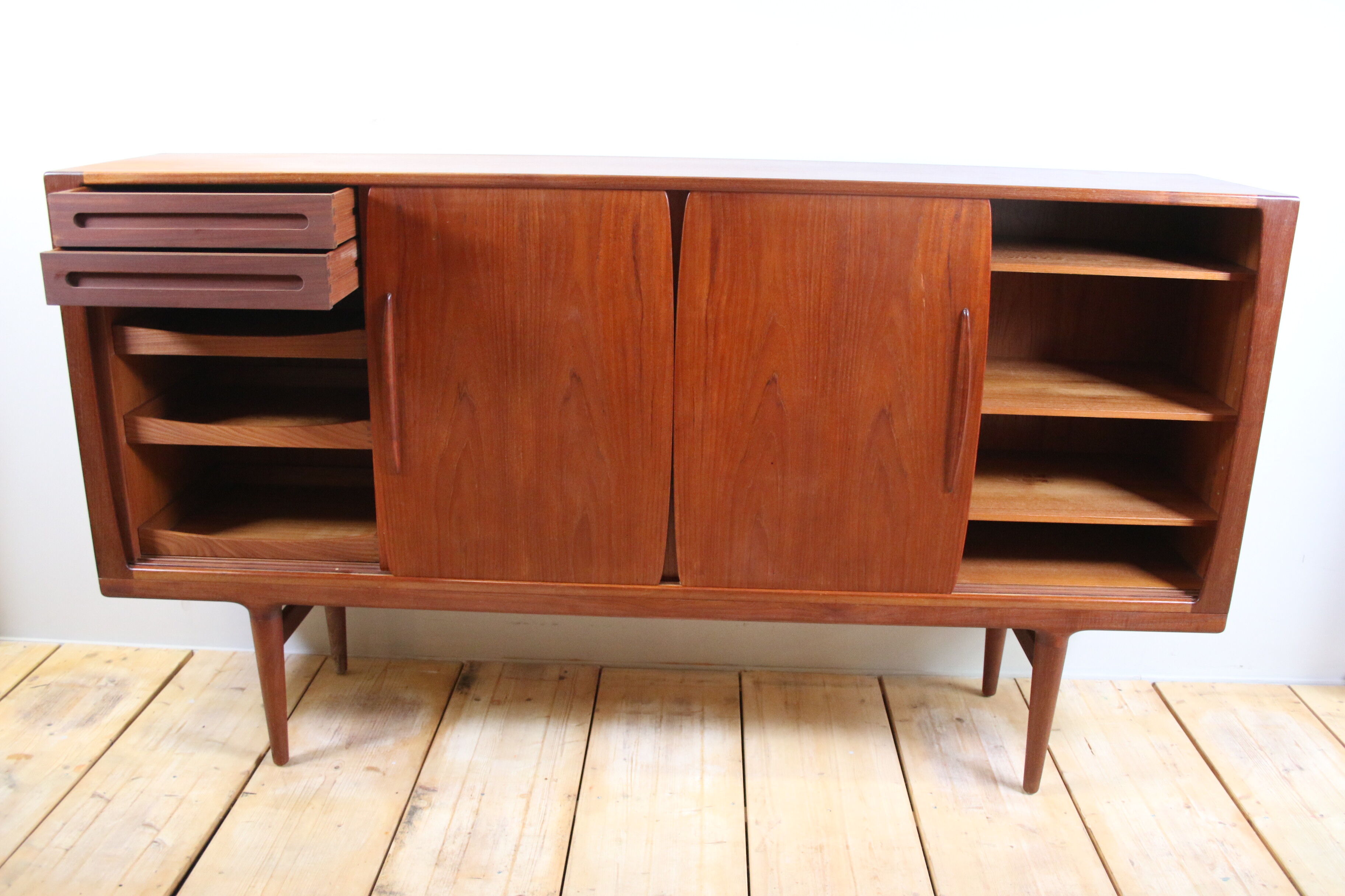Danish sideboard with sliding doors and drawers