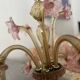 Murano glass chandelier Venetian flowers, circa 1950/1970 pink yellow