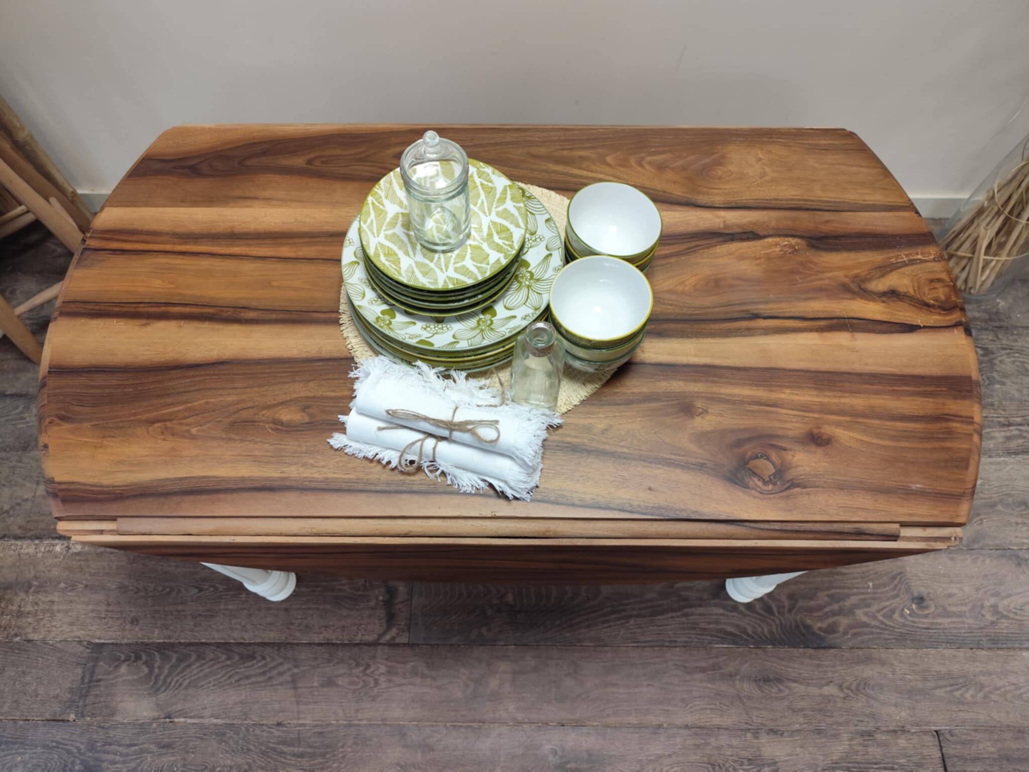 Console/table convertible in walnut