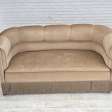 1950s, Danish 2-seater sofa, furniture velour, teak wood legs.