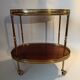 Rolling table dessert in golden brass and solid mahogany 1950/60