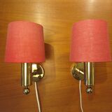 Pair of golden Scandinavian wall lights by Bergboms