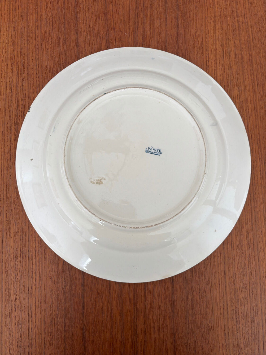 Large ironstone serving platter Longchamp model Denise vintage blue