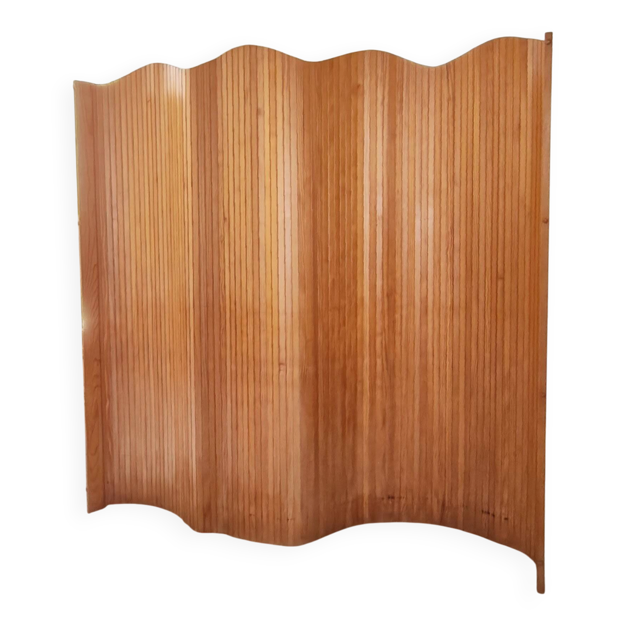 Vintage wooden wavy screen by Baumann