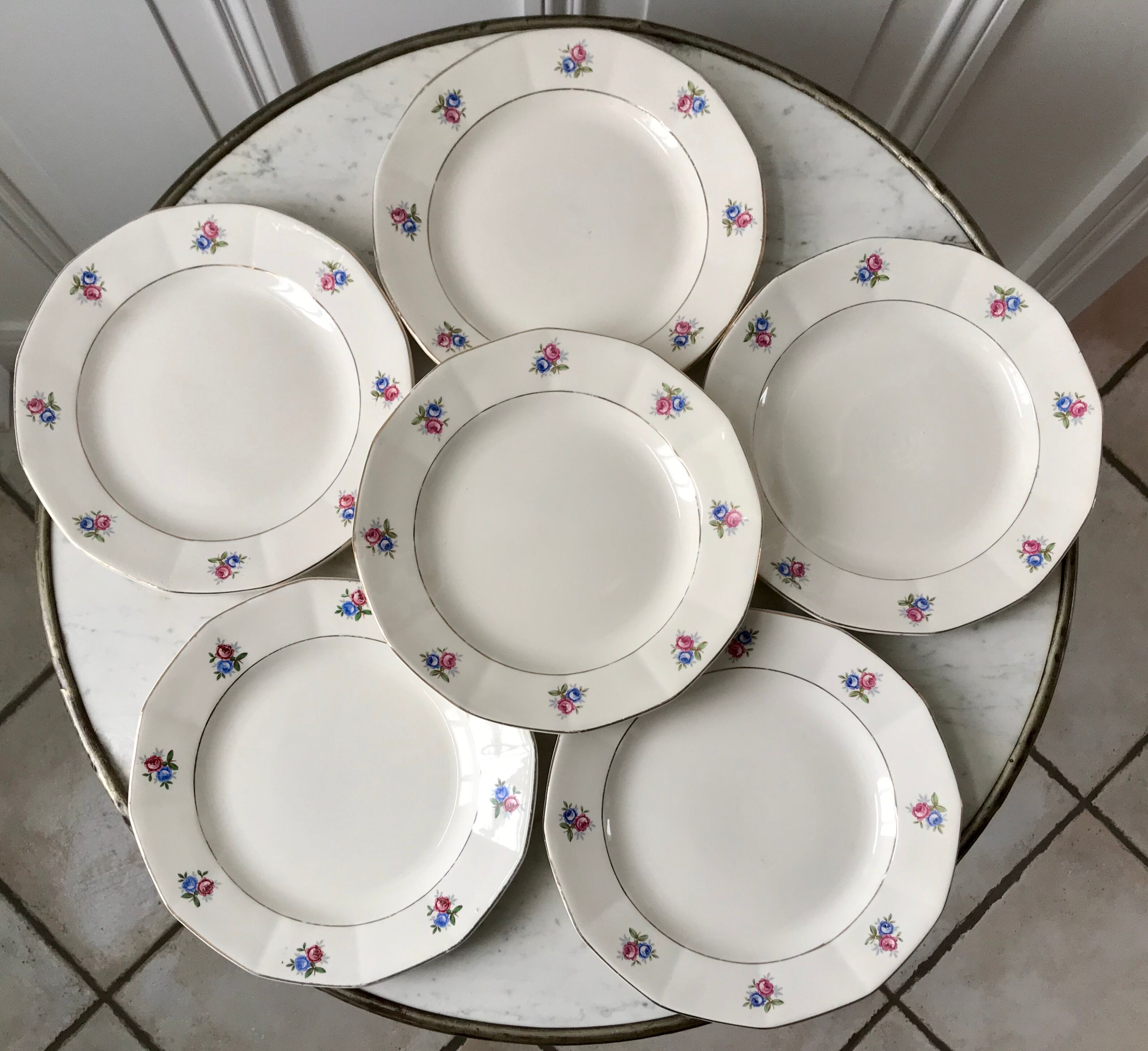 Set of 6 dessert plates Digoin Sarreguemines 50s