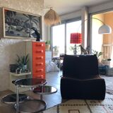 Chrome round coffee table and smoked glass