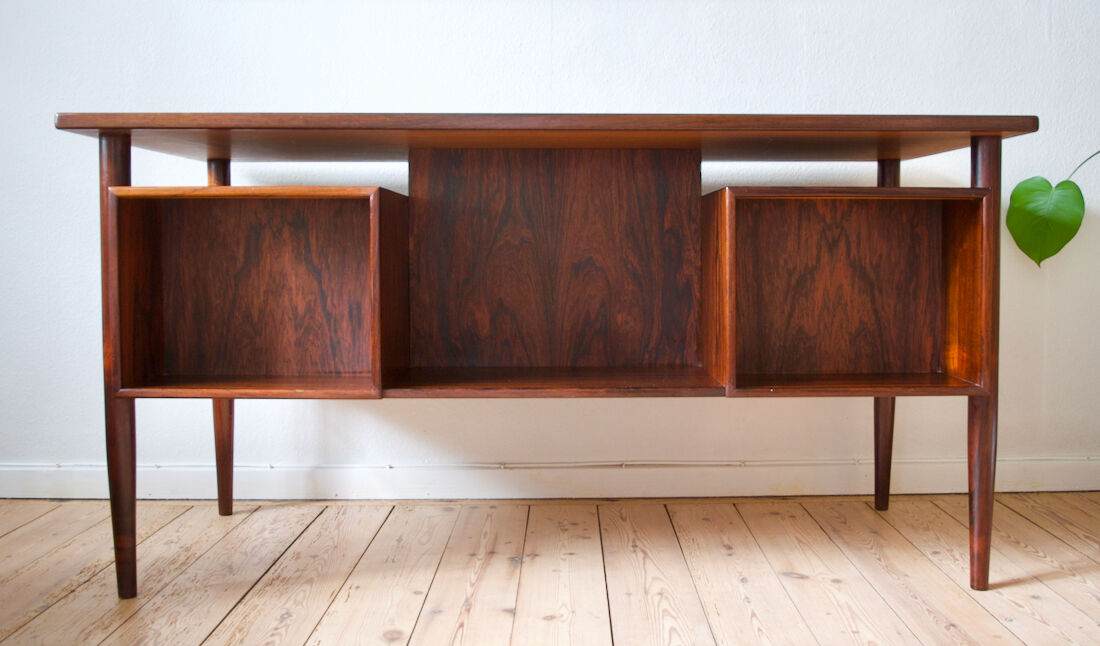 Danish Rosewood Floating Desk by Gunnar Nielsen for Tibergaard, 1960s