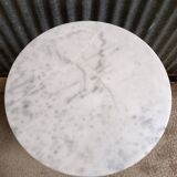 Round marble bistro table with cast iron legs