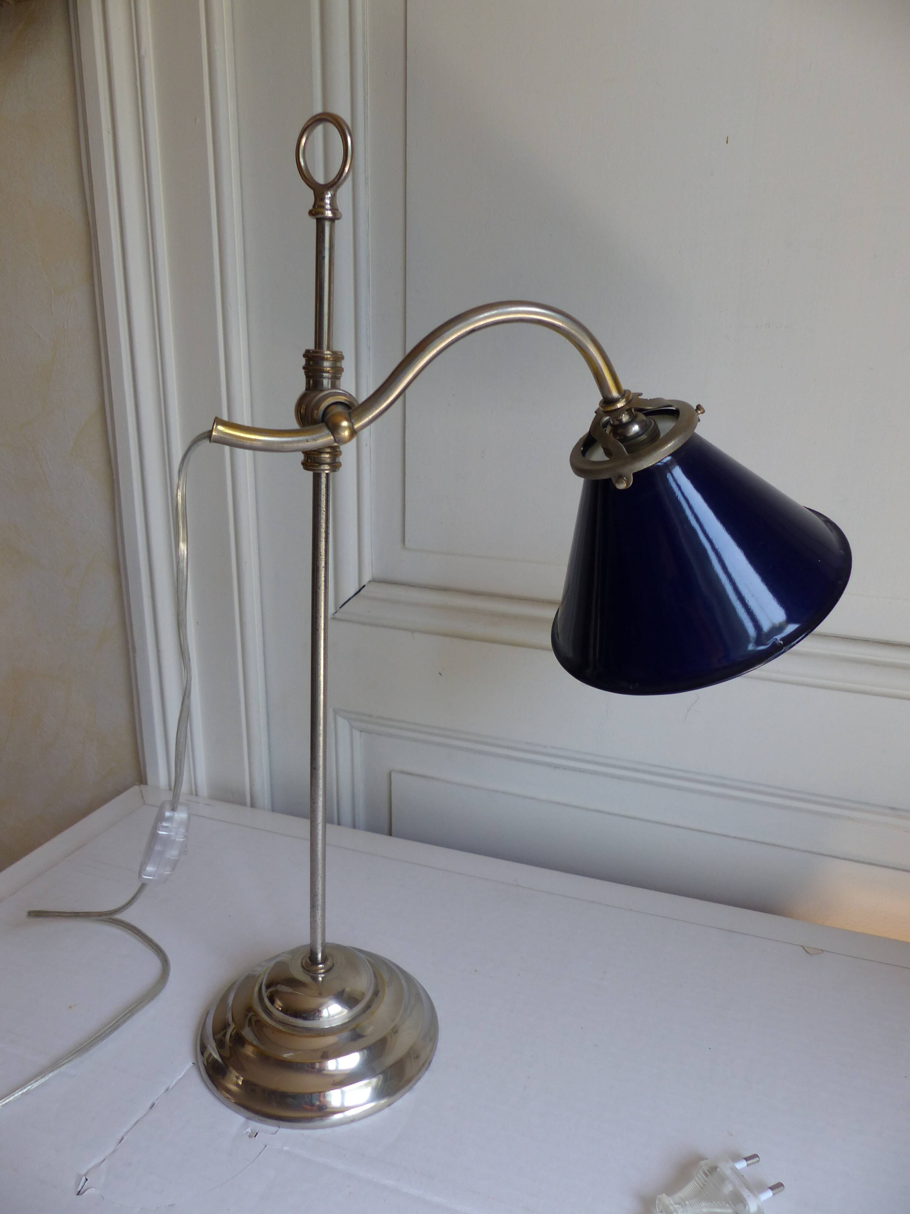 Workshop lamp in brass and nickel iron