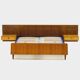 Vintage double bed with nightstands in teak, maple, brass & glass, 1960s