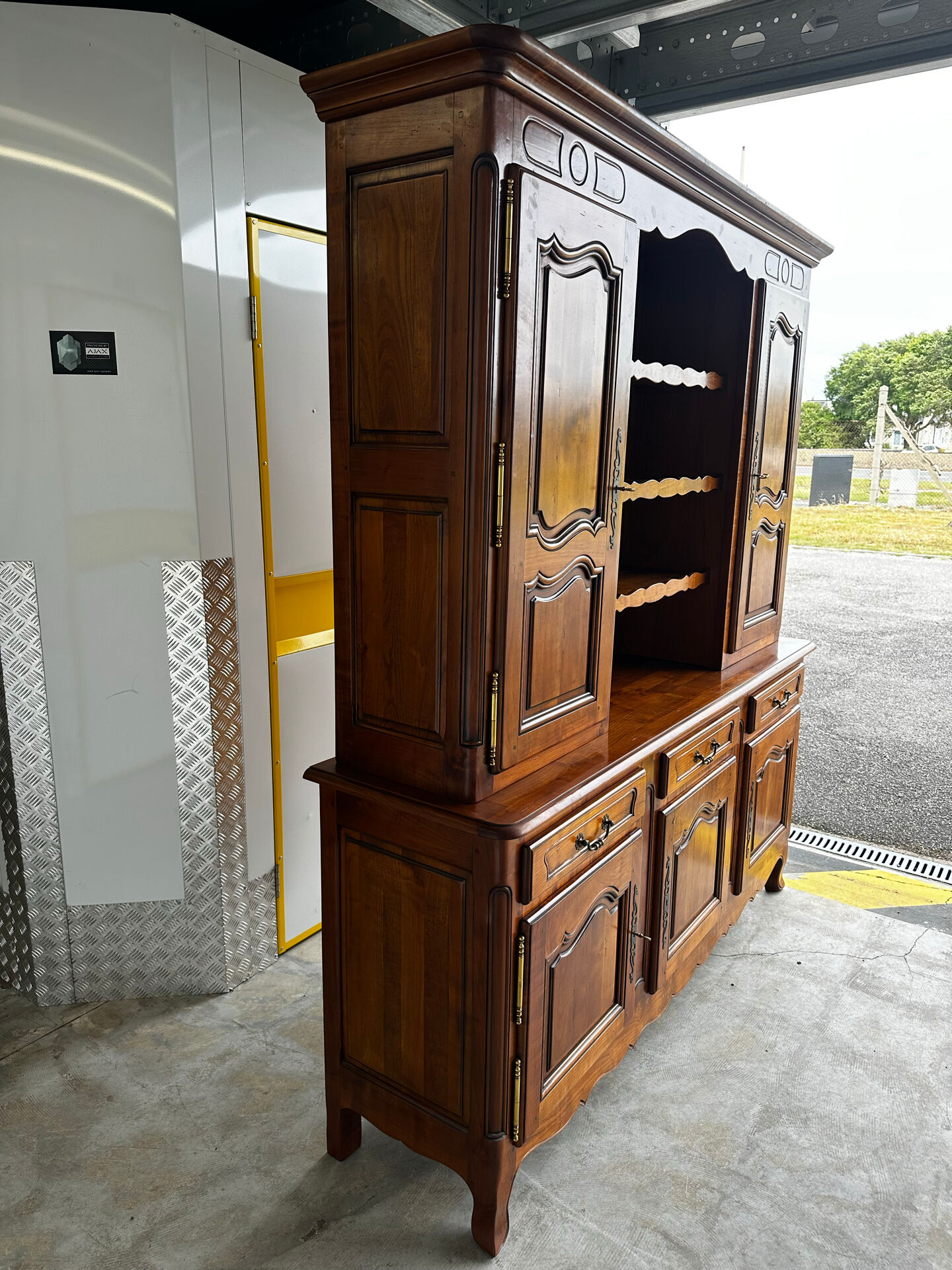 Buffet, rustic sideboard in solid cherry wood, 20th century