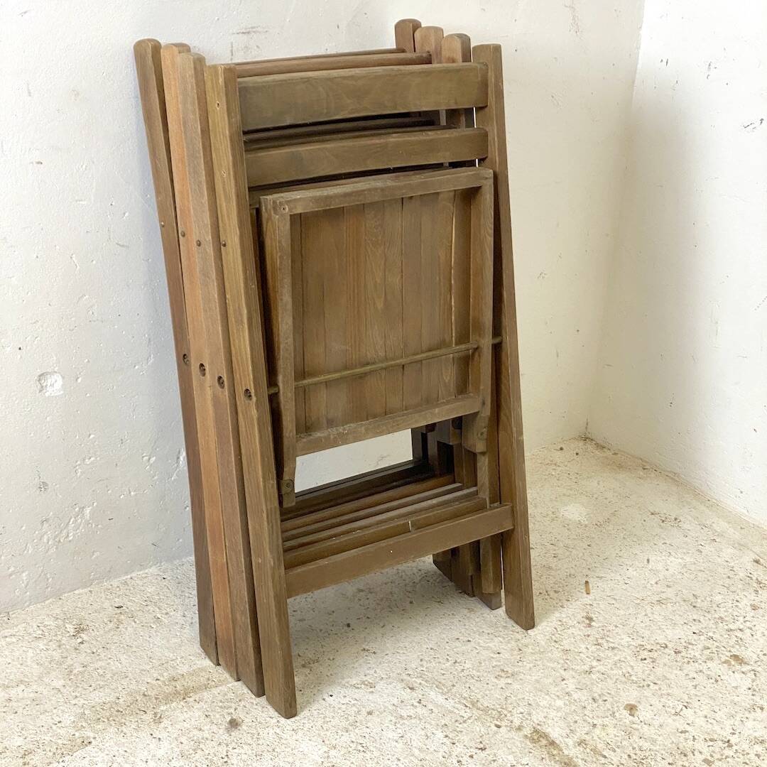 Set of 4 vintage wooden folding chairs