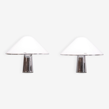 Pair Harvey Guzzini Elpis Mushroom Table lamps 1970s Italy