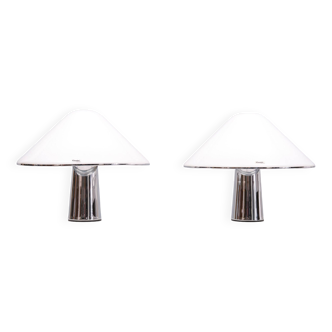 Pair Harvey Guzzini Elpis Mushroom Table lamps 1970s Italy