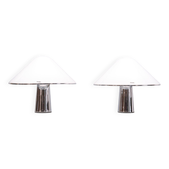 Paire de lampes de table Harvey Guzzini Elpis Mushroom années 1970 Italie