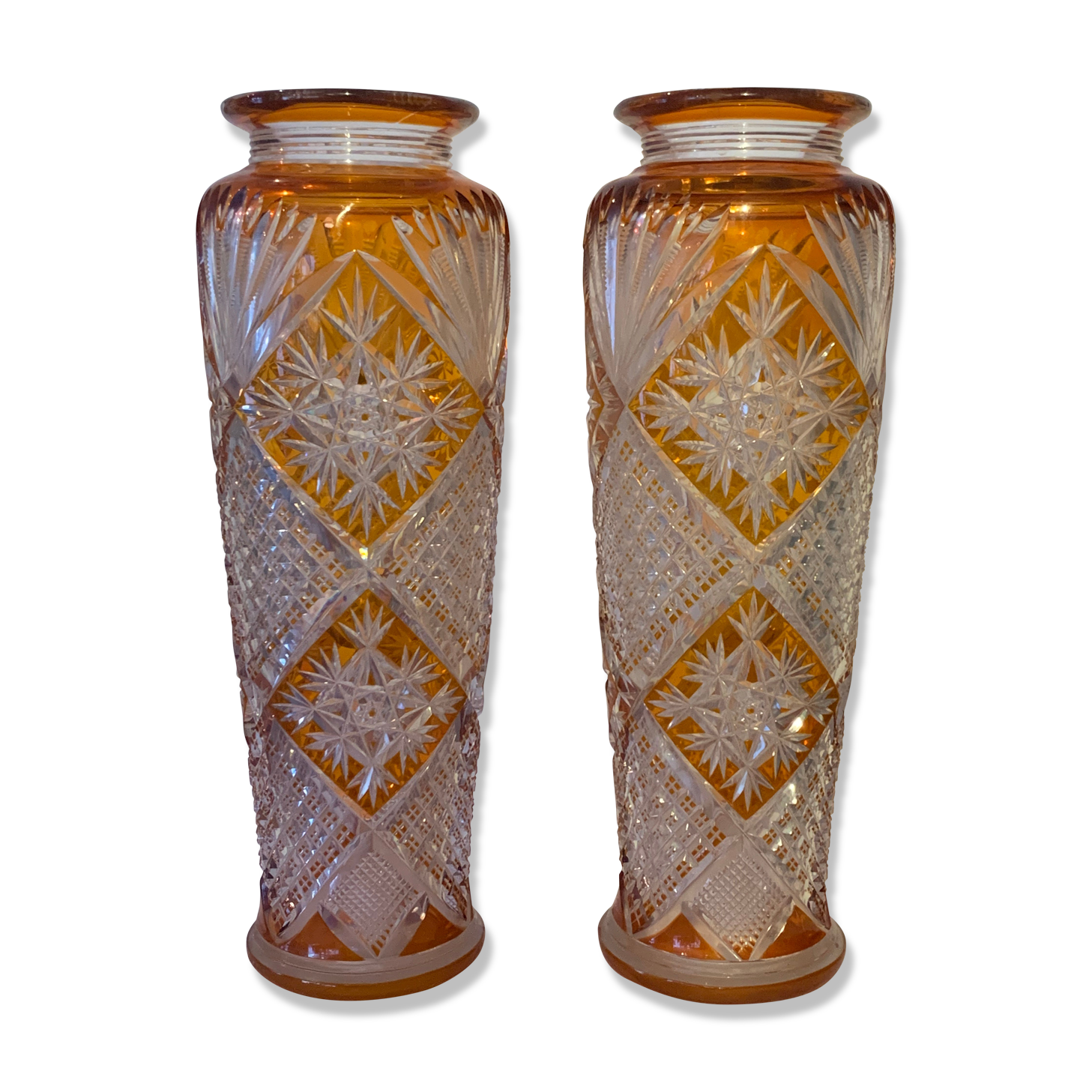 Pair of bohemian crystal vases.