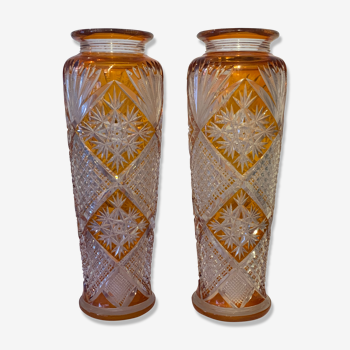 Pair of bohemian crystal vases.