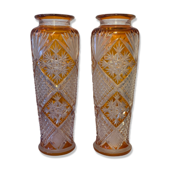 Pair of bohemian crystal vases.