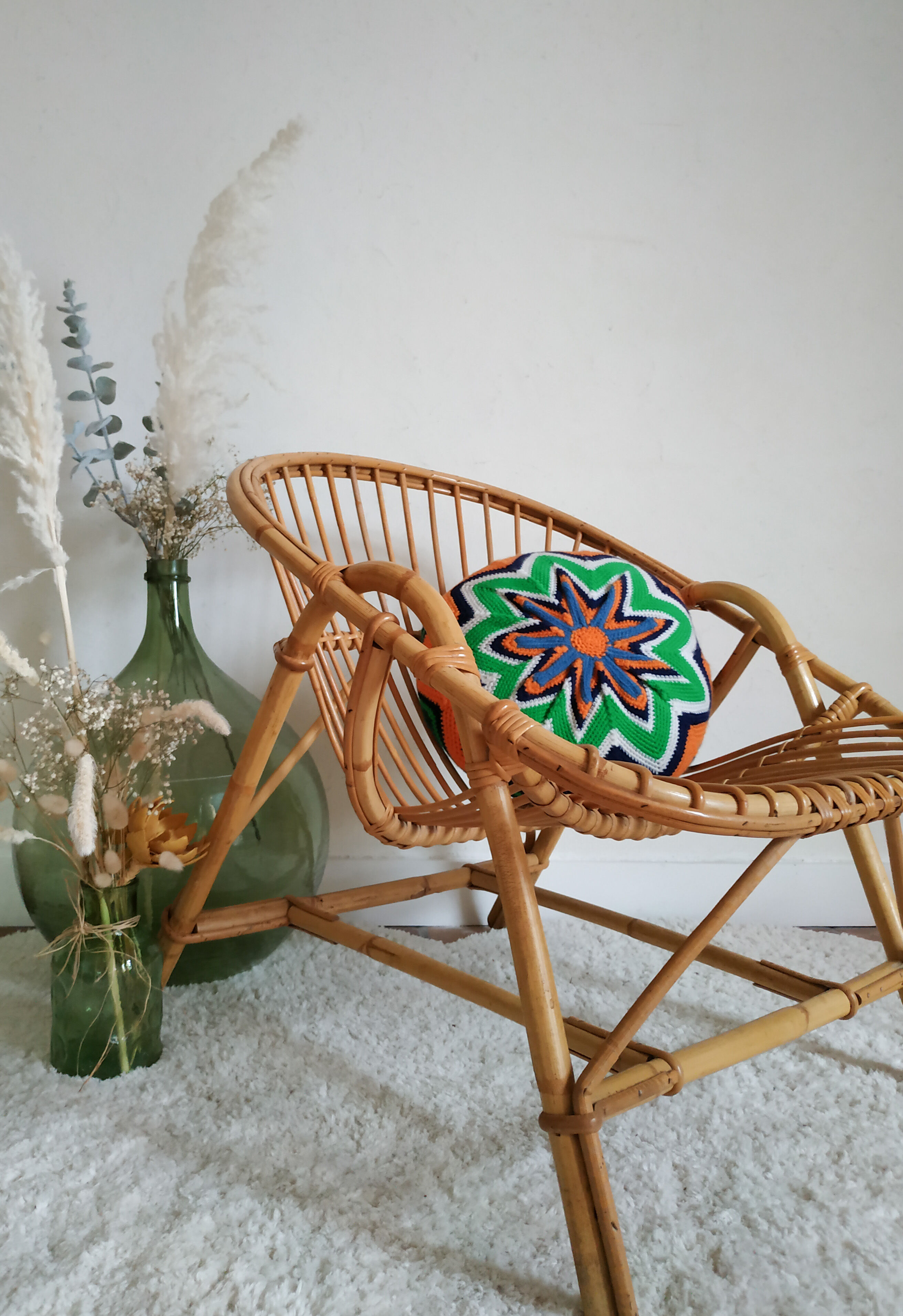 Adult chair shaped rattan basket